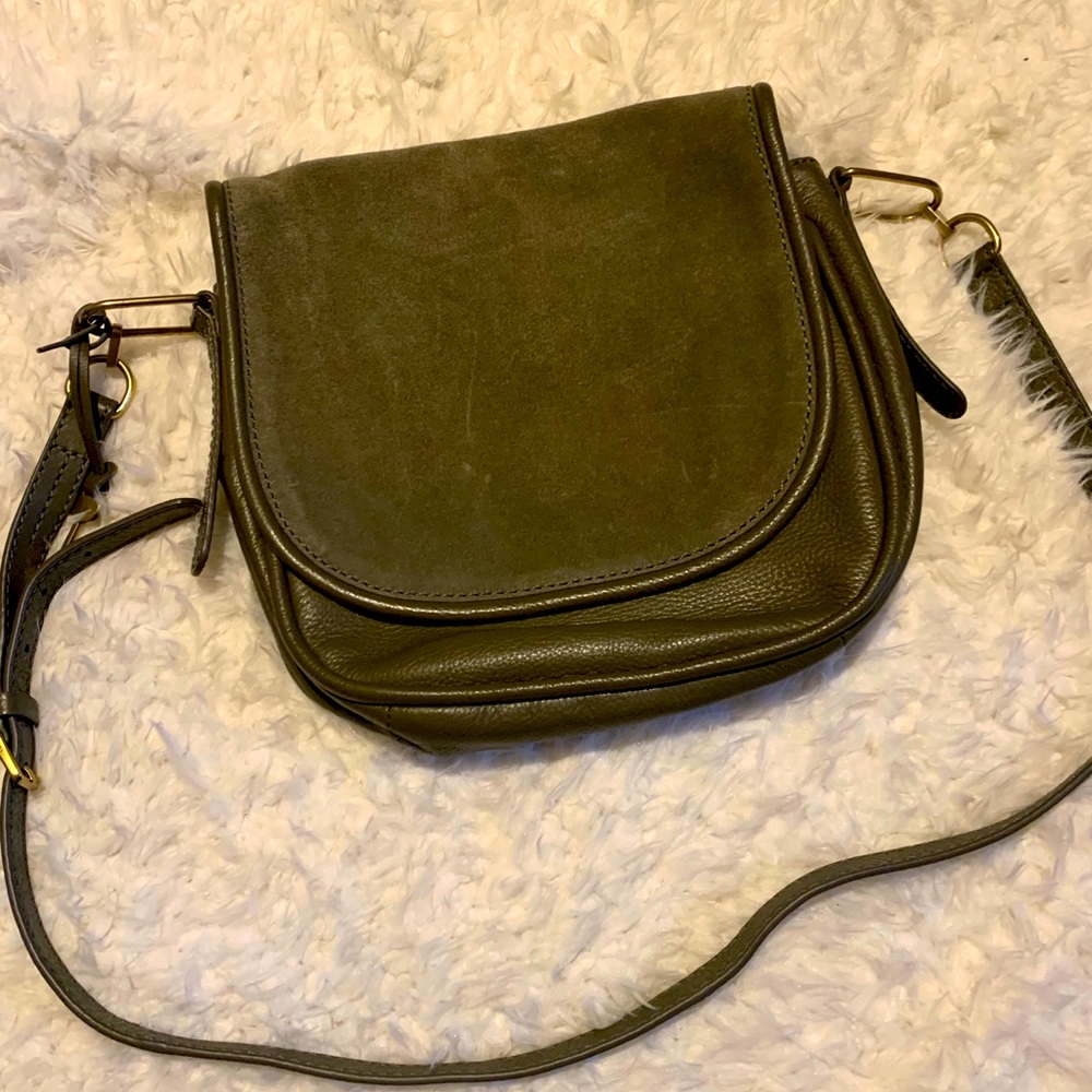 Fossil crossbody olive green leather bag
